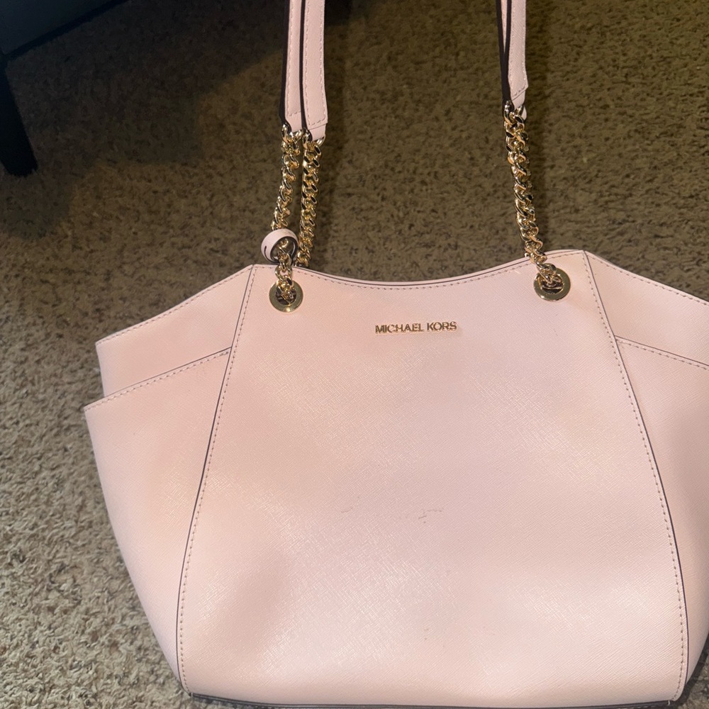 Michael Kors Pink Shoulder Bag with Gold Chain Straps